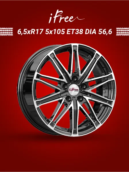Диск автомобильный iFree Виар 6,5x17 5x105 ET38 56,6 Блэк джек