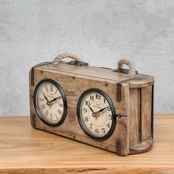 Часы настольные интерьерные кварцевые, Decor of today, 20х10х17, деревянные, коричневые