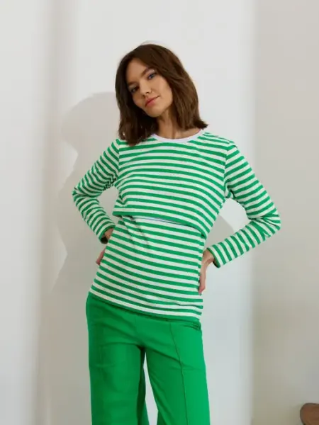 Chic mama Лонгслив тельняшка в полоску для кормления беременных