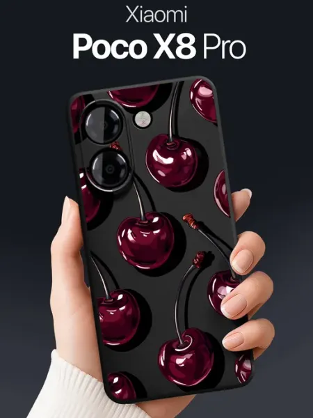 Чехол на Poco X8 Pro с вишней SCDesign