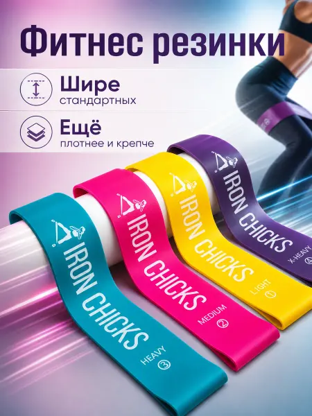 IRON CHICKS Резинки для фитнеса набор латексные широкие для спорта ног