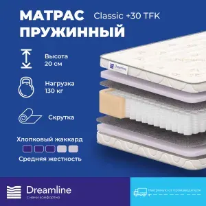 Матрас ортопедический 140x186 Dreamline Classic +30 TFK, независимые пружины