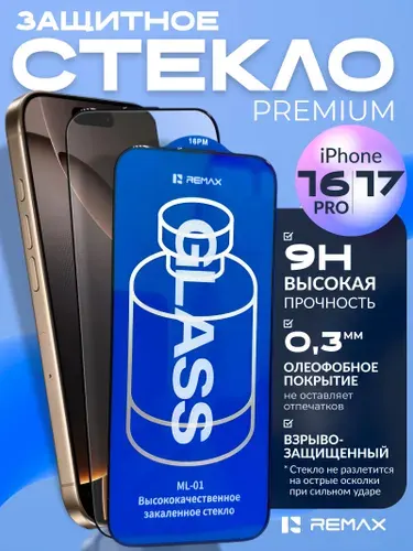 Защитное стекло iphone 16 pro / айфон 17 Remax ML-01, олеофобное, глянцевое