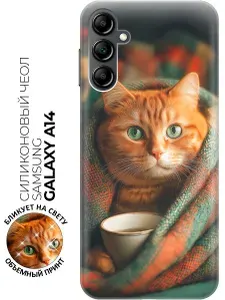 Силиконовый чехол на Samsung Galaxy A14 с принтом "Уют по-кошачьи"