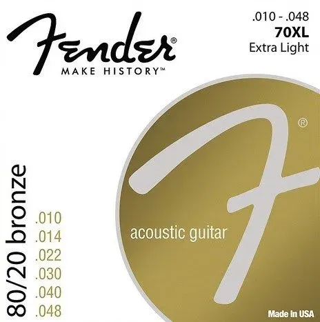 Струны для акустической гитары Fender 0.10 - 0.48 Extra Light 80/20 bronze 70XL