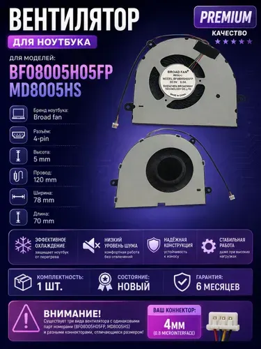 Вентилятор Digma DN15P5-8CXN01 4мм (0.8 microinterface)