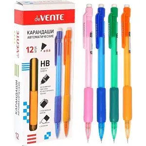 Карандаши простые автоматические 6 ШТУК / Механический карандаш 6 шт. 0,5 мм "deVENTE" НВ с каучуковым держателем