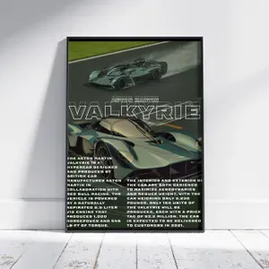 Плакат на стену для интерьера Спорткар (Aston Martin Valkyrie 1) - Постер по спортивным гоночным машинам автомобилям формата А4 (21x30 см)