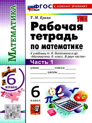 Математика 6 класс. Рабочая тетрадь. Часть 1. ФГОС Новый | Ерина Татьяна Михайловна