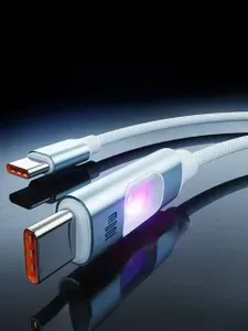 Кабель Type C - Type C/ с подсветкой/ бирюзовый / 1.8 метра/ для iPhone 15-16 и Android/ провод тайпси кабель для быстрой зарядки