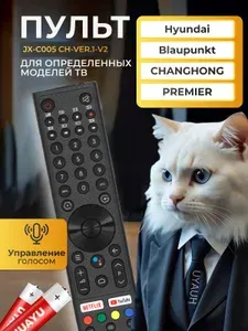 Голосовой пульт B1528 , JX-C005 (CH-VER.1) для телевизоров Blaupunkt / Hyundai / Premier. В комплекте с батарейками HBT059