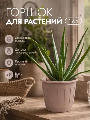 Горшок для цветов Альтернатива Дионис 1,6 л, белый, пластиковый, для комнатных растений