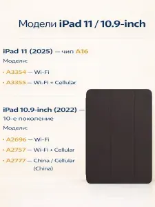 Чехол на Apple iPad 11 A16 (2025) / iPad 10.9 (10-го поколения) 2022 года, Smart Folio (магнитное крепление), черный