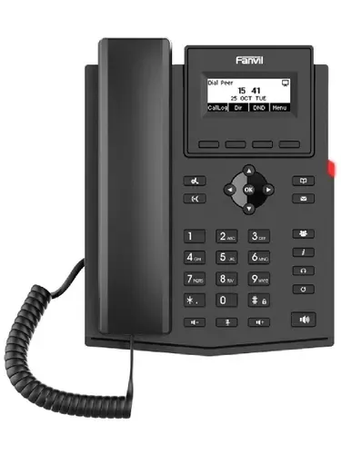 Телефон VoiceIP Fanvil X301 2xEthernet 10/100, LCD 128x48, дисплей 2,3, 2 аккаунта SIP, G722, Opus, Ipv-6, порт для гарнитуры, книга на 1000 записей,