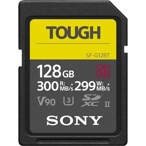 Sony 128 ГБ Карта памяти SDXC Tough (`), Class 10, UHS-II U3, запись - 299 Мбайт/сек, чтение - 300 Мбайт/сек, SONY SF-G 128 GB TOUGH SERIES UHS II SDXC 300/299