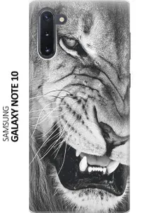 Силиконовый чехол на Samsung Galaxy Note 10 / Самсунг Ноут 10 с принтом "Скалящийся лев"