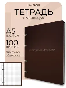 Тетрадь на кольцах А5 Listoff 100 листов в клетку со сменным блоком