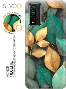 Силиконовый чехол на Honor 10X Lite с принтом Золото в зелени, trn