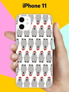 Новогодний чехол Пингвины В Шапках на Apple iPhone 11 / для Эпл Айфон 11