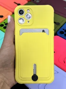 Чехол для iPhone 11 pro темно-зеленый с карманом для банковской карты.