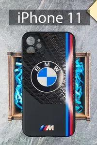 Силиконовый чехол с принтом авто БМВ М для iPhone 11 / на Айфон 11 черный