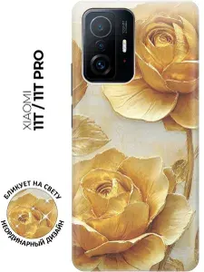 Силиконовый чехол на Xiaomi 11T / 11T Pro с принтом "Золотые розы"