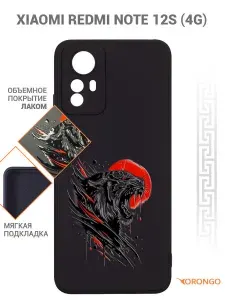 Чехол для Xiaomi Redmi Note 12s 4G с защитой камеры, с внутренней подкладкой из микрофибры, черный с принтом ТИГР, лаковое покрытие / Ксиоми Редми Нот 12 s