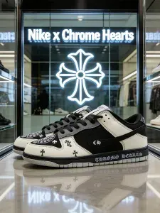 Кроссовки кроссовки Dunk Low Chrome Hearts Custom (Black/White)
