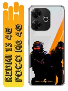 Чехол для Xiaomi Redmi 13 4G, Poco M6 4G с принтом Контер страйк Counter strike на Редми 13 4G, Poco M6 4G