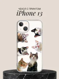 Силиконовый чехол на Apple iPhone 13 с принтом Много Котов