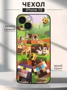 Чехол на iPhone 13 Коты - Майнкрафт