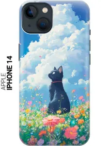 Силиконовый чехол на Apple iPhone 14 с принтом "Одинокий котик"