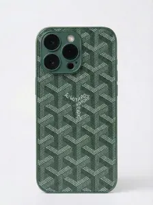 Чехол Goyard Glass Monogram Case для iPhone 15 Pro Max (Зеленый)