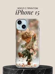 Чехол на iPhone 15 с принтом Девочка с цветущей сакурой