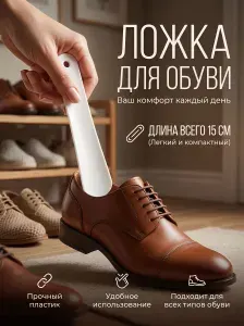 Ложка для обуви пластиковая, маленькая, рожок для обуви, 15 см