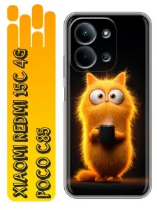 Чехол для Redmi 15C, Poco C85 с принтом смешной котик на Редми 15С, Поко С85