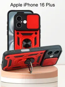 Чехол для Apple iPhone 16 Plus, с кольцом подставкой, защита камеры, красный