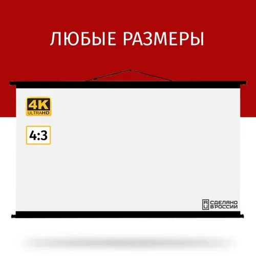 Экран для проектора Техно Лама , серия Блэк 160x120 см, формат 4:3, настенно-потолочный, ручной, цвет черно-белый, 80 дюймов