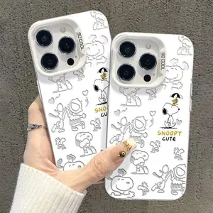 Чехол на Aйфон 17 / IPHONE 17 белый с дизайном Снупи, силиконовый антиударный