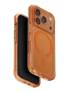 Чехол Uniq на iPhone 17 Pro, Combat Magsafe, с экстремально усиленной защитой углов, с технологией ShockSorb, прозрачно-оранжевый