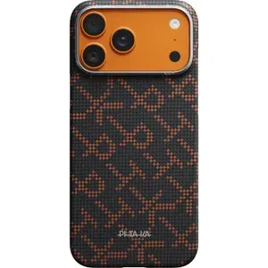 Ультра тонкий чехол PITAKA (Monogram) для iPhone 17 Pro, Чёрно-оранжевый