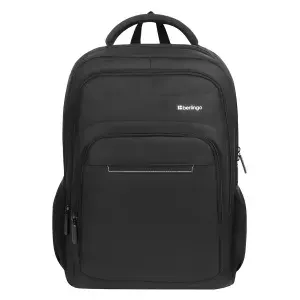 Рюкзак Berlingo City "Strict black" 42*29*17см, 2 отделения, 3 кармана, отделение для ноутбука, USB разъем, эргономическая спинка