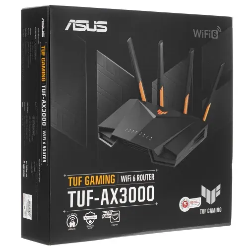 ASUS Роутер TUF-AX3000 V2 Wi-Fi 6, AX3000, 2.4/5ГГц, 4 LAN, черный