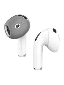 Накладки Elago Secure Fit на наушники Apple AirPods 4 ультратонкие силиконовые, в комплекте 2 пары, серый и белый