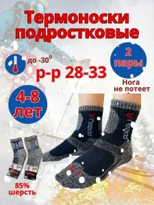 Носки ALASKA для мальчиков, для девочек ТермоЗащита, 2 пары