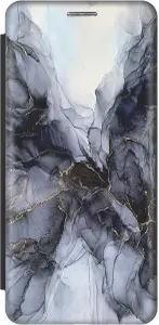 Чехол-книжка на Samsung Galaxy J7 (2017) / Самсунг Джей 7 2017 с принтом "Черно-белый мрамор" черный