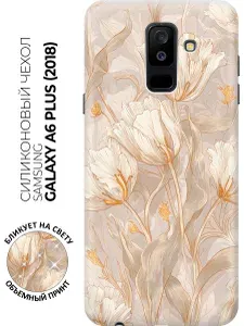 Силиконовый чехол на Samsung Galaxy A6+ (2018) с принтом "Нежность тюльпанов"
