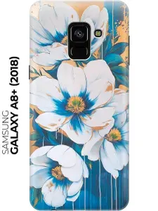 Силиконовый чехол на Samsung Galaxy A8+ (2018) с принтом "Сине-золотые акценты"