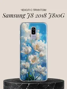 Чехол на Samsung J8 2018 J810G с принтом Белые тюльпаны в небе