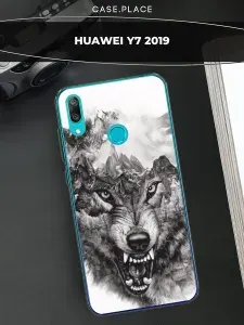 Силиконовый чехол на Huawei Y7 2019 / Хуавей Y7 2019 волк